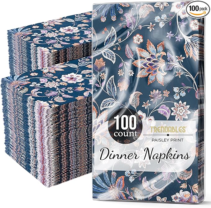Trendables Floral Napkins for decoupage 100 Pcs 3 Ply floral paper napkins decorative Guest Towels Disposable Bathroom, Flower Design For Tea Party Decorations, Dinners & Weddings