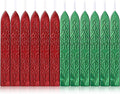 Yoption 12 Pcs Sealing Wax Sticks with Wicks, Antique Metallic Green Red Totem Fire Manuscript Seal Wax for Wax Seal Stamp (Metallic Green+Metallic Red)