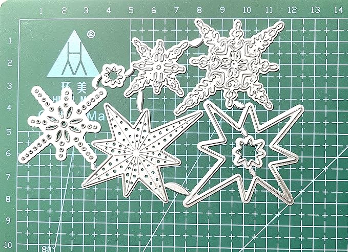 Mvchifay Cutting Dies Happy Birthday Metal Stencils Scrapbooking Tool DIY Emboss Paper Card Making (6 Pcs snowflakes-12.4x8.3cm)