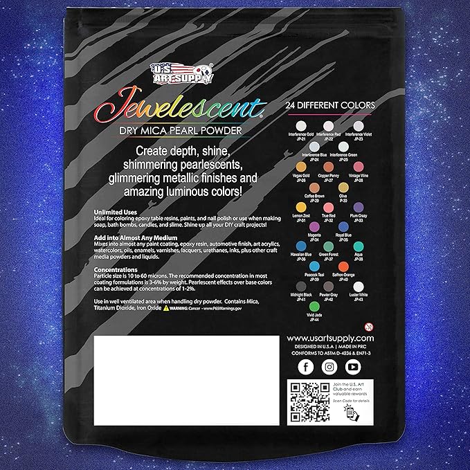 U.S. Art Supply Jewelescent Mica Pearl Pigment Powder, Interference Gold 3.5 oz (100g) Pouch - Cosmetic Grade, Epoxy Resin Color Pigment, Mica Powder for Resin, Soap, Slime, Candle Dye, Art, Crafts