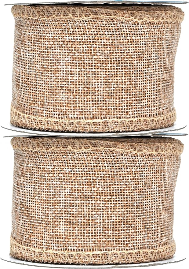 Mandala Crafts Natural Burlap Ribbon 2.5 Inches Wide Jute Ribbons for Crafts - 20 Yds Roll Rustic Burlap Wrap Trim Ribbons for Wreaths Bows Wedding Party Decoration