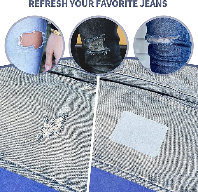 KING MOUNTAIN Iron-on Repair Patch,3"x60"100% Cotton Denim Iron-on Repair Patch, Jeans and Clothing Repair and Decoration Kit (Black)