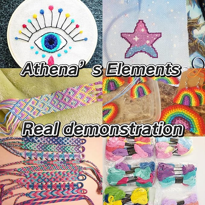 Athena’s Elements Embroidery Floss | Rainbow Thread for Embroidery, Cross Stitch Thread, Crafting Arts Embroidery Strings Bulk（200 Colors）