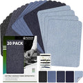 KING MOUNTAIN Iron-on Repair Patch 20 Pcs Pack,Denim Patches for Jeans Kit 3" by 4-1/4", 100% Cotton Denim Iron-on Repair Patch,Jeans and Clothing Repair and Decoration Kit (Five Color)