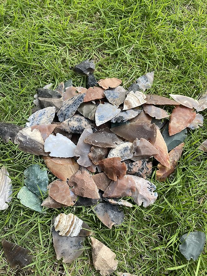 50 PC Lot Flint Arrowhead OH Collection Project Spear DIY Points arrowheads