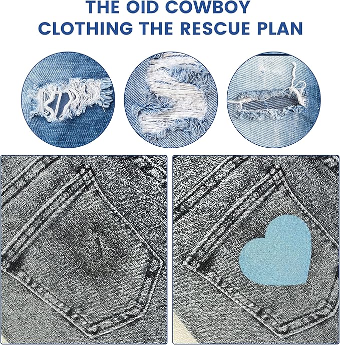 Denim Patches for Inside Jeans - Iron On Patches for Jeans - Jeans Patch for Repairing Pant Holes and Covering Imperfections, 6 Colors, Each Piece Measures 4 in x 8.9 in