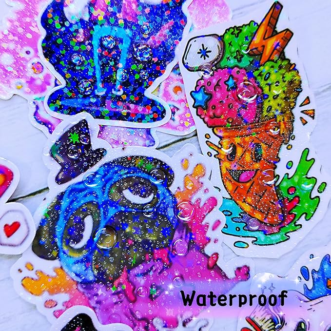 36 Sheets Holographic Sticker Paper 8.5" x11'' Waterproof Clear Vinyl Sticker Sheets Self-Adhesive Rainbow Overlay Sheets with 4 Styles Mixed