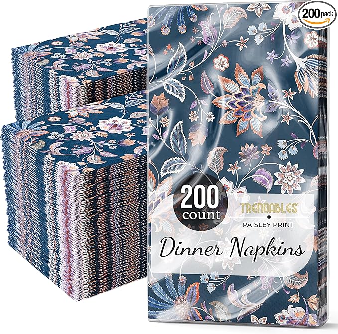 Trendables Floral Napkins for decoupage 200 Pcs 3 Ply floral paper napkins decorative Guest Towels Disposable Bathroom, Flower Design For Tea Party Decorations, Dinners & Weddings