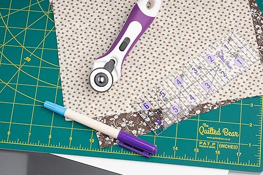 The Quilted Bear Quilting Rulers - Transparent Acrylic Non Slip Quilting, Patchwork & Sewing Ruler with Clear Black Lines & 30, 45 & 60 Degree Angles for Perfect Accuracy & Precision (0.5" x 8")