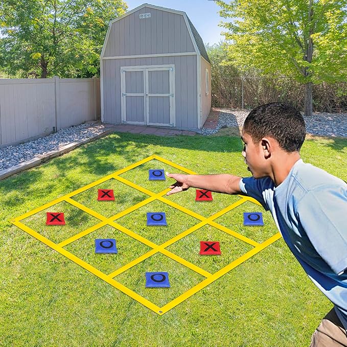 Outdoor Giant Tic Tac Toe Bean Bag Toss Games for Kids Adults Family, Large Outside Lawn Yard Backyard Carnival Field Day Game, Beach Picnic Camping Birthday Party Family Reunion Games