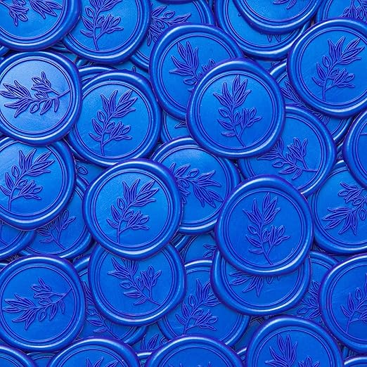 PONATIA Eucalyptus Wedding Invitation Envelope Seal Stickers, 50 Pcs Self- Adhesive Royal Blue Stickers, Perfect for Invitation, Envelopes, Christmas Cards, Gift Wrapping, Party Menu Décor