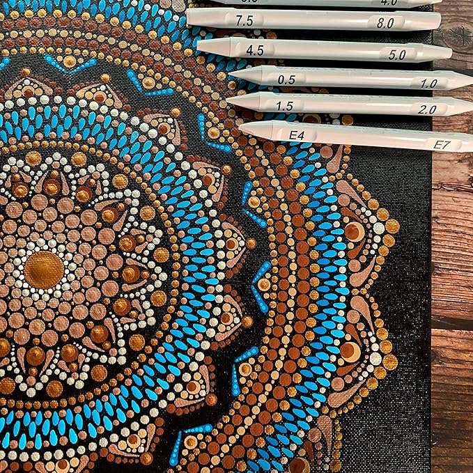 Dotting Tools for Painting Mandalas - Happy Dotting Company - 16pc Double Ended Super Set for Mandala dot Art - Includes Stylus - Unique Ellipse Tool - for Painting Rocks DIY Stone Craft and Canvas