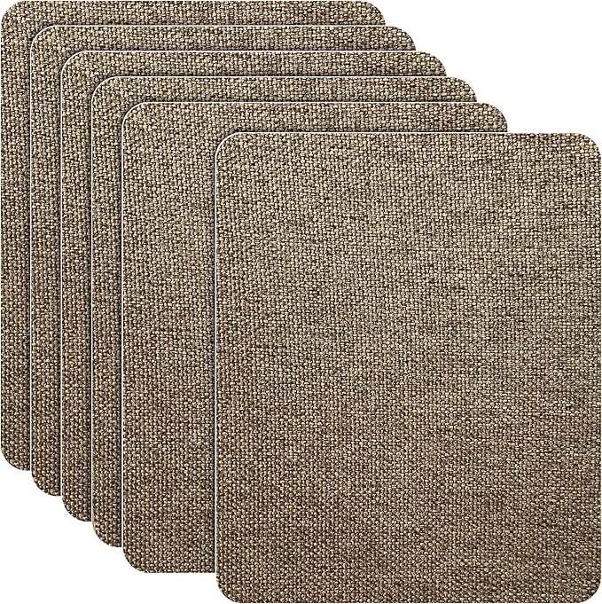 Azobur Coarse Linen Repair Patches, 6 Piece Self-Adhesive Linen Fabric Patches, Multi Color, Can be Used for Linen Sofa Repair and Linen Clothes Repair, Quick Fix Sofa.(Brown)
