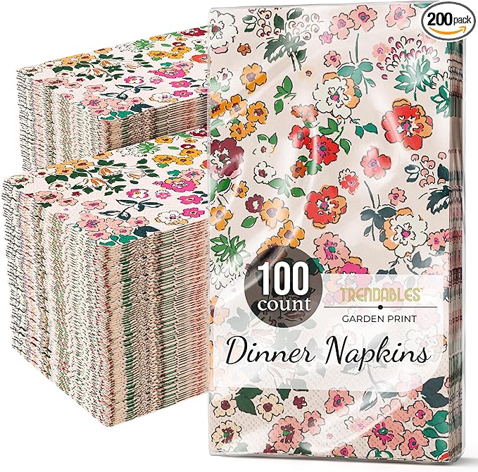 Trendables Floral Napkins for decoupage 100 Pcs 3 Ply floral paper napkins decorative Guest Towels Disposable Bathroom, Flower Design For Tea Party Decorations, Dinners & Weddings