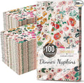 Trendables Floral Napkins for decoupage 100 Pcs 3 Ply floral paper napkins decorative Guest Towels Disposable Bathroom, Flower Design For Tea Party Decorations, Dinners & Weddings