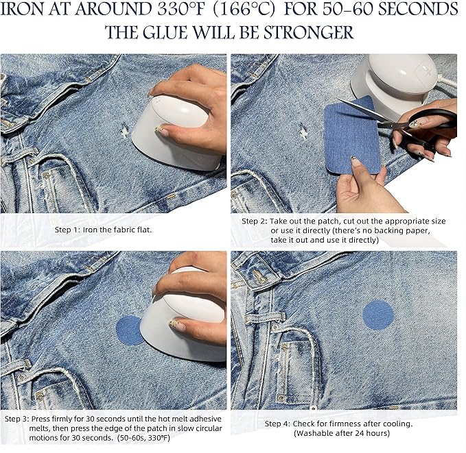 KING MOUNTAIN Iron-on Repair Patch 20 Pcs Pack,Denim Patches for Jeans Kit 3" by 4-1/4",100% Cotton Denim Iron-on Repair Patch,Jeans and Clothing Repair and Decoration Kit (Five Color 1.0)
